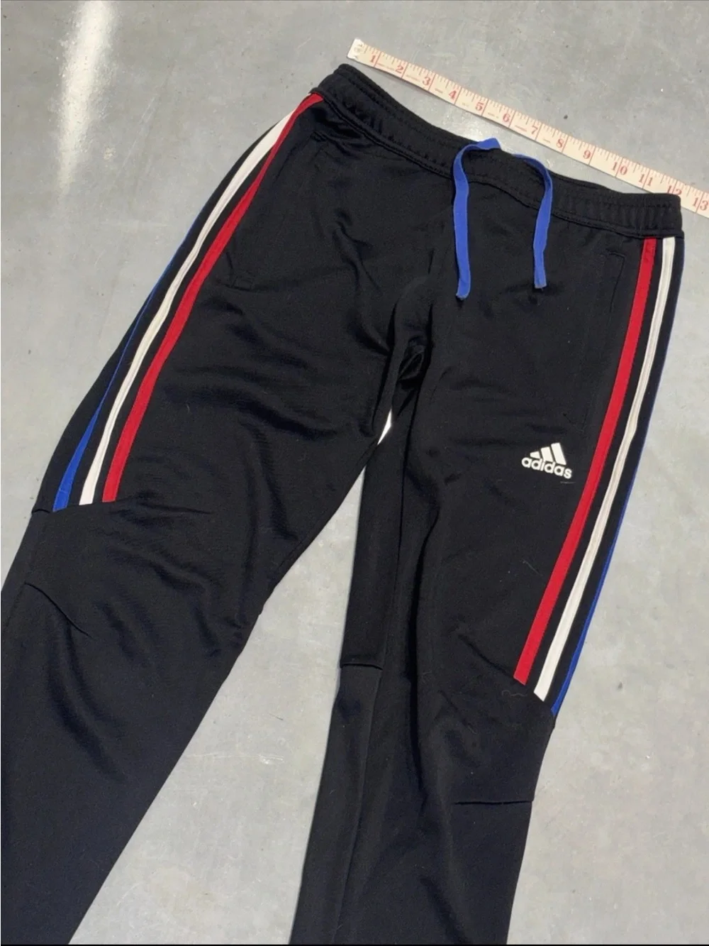 Adidas Tiro Climacool Mens SZ.XS Track Pants Red White Blue Stripes Zip Ankle